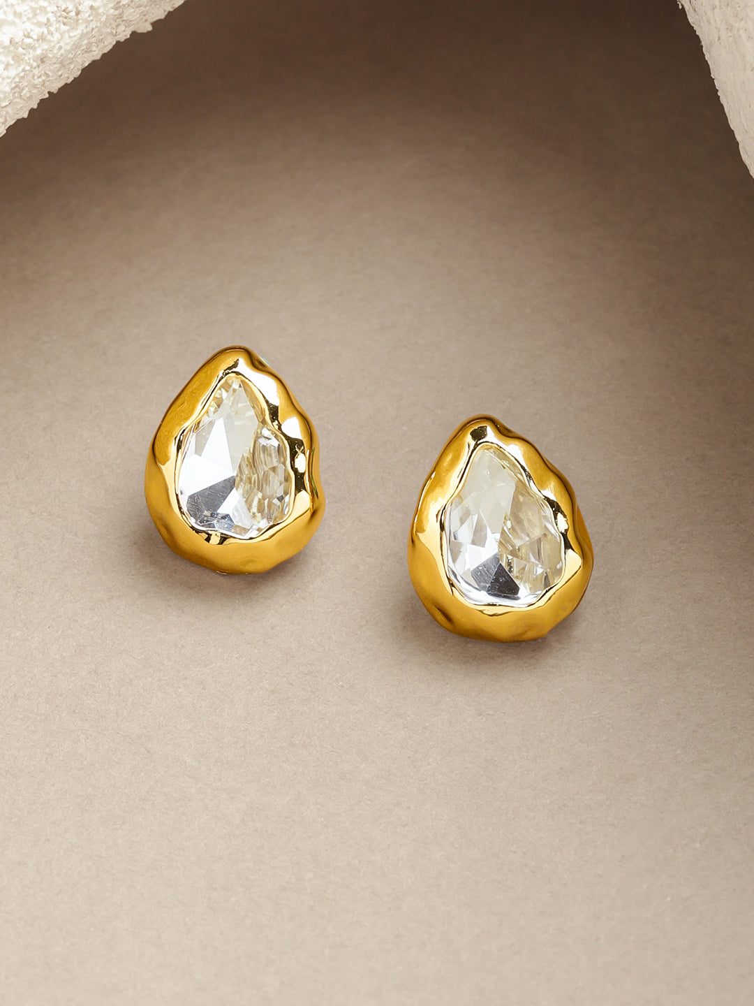 Rubans Voguish 18K Gold-Plated Stainless Steel Tarnish-Free Waterproof Crystal Studs