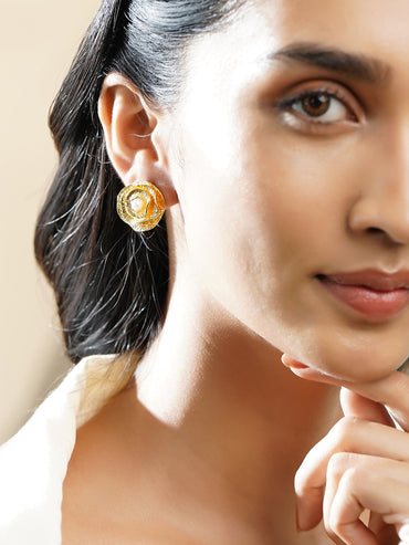 Feminine Blossom with Pearl Studs