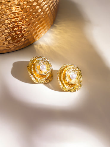 Feminine Blossom with Pearl Studs