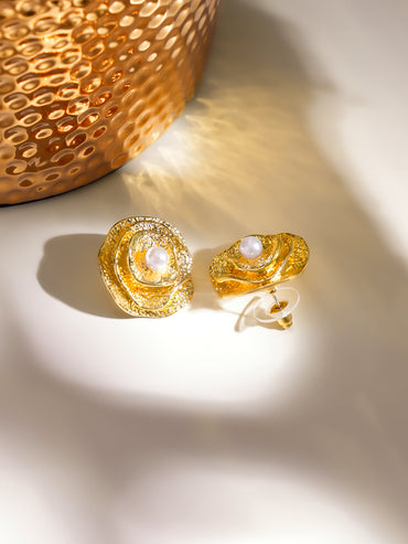 Feminine Blossom with Pearl Studs