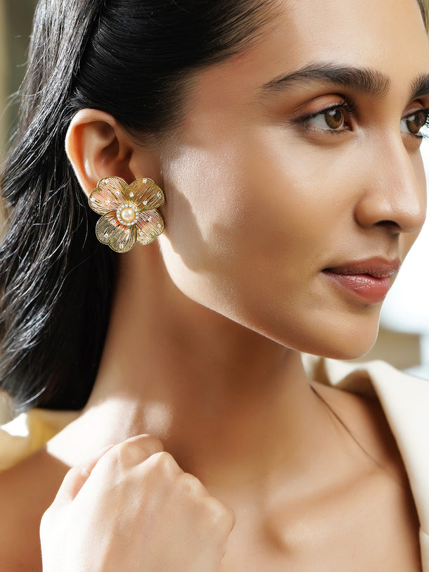 Royal Pastel Pearl Festive Kundan Chandbalis