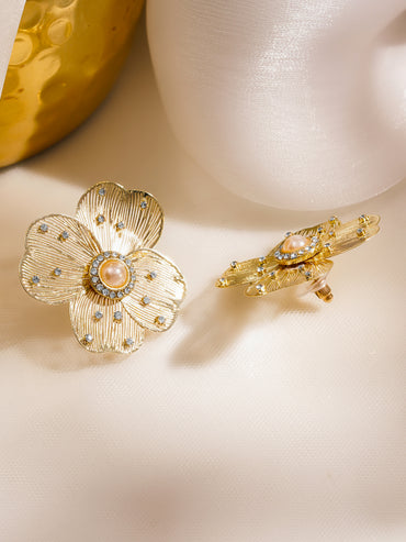 Royal Pastel Pearl Festive Kundan Chandbalis