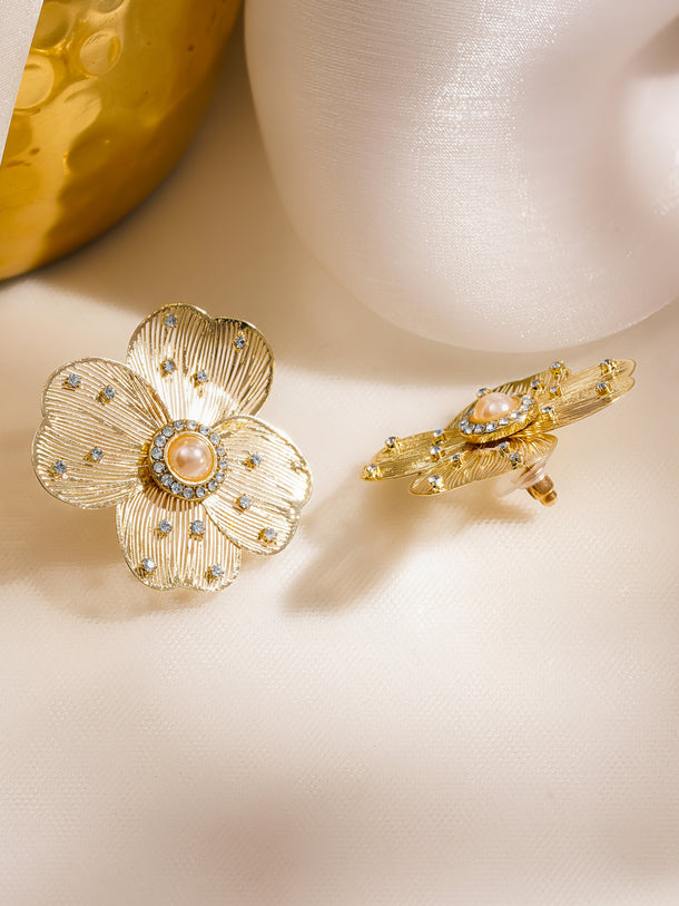 Royal Pastel Pearl Festive Kundan Chandbalis