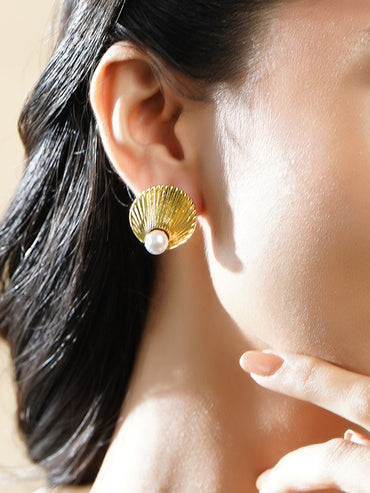 Pearl Shell Modern Studs
