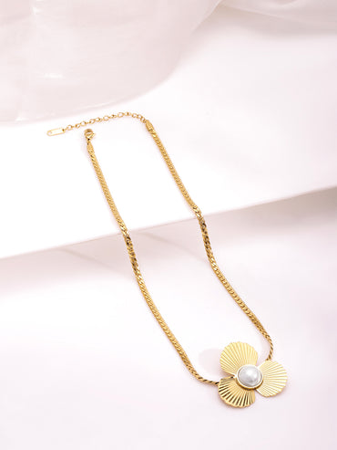 Floral Diva Pearl Pendant Necklace Chain