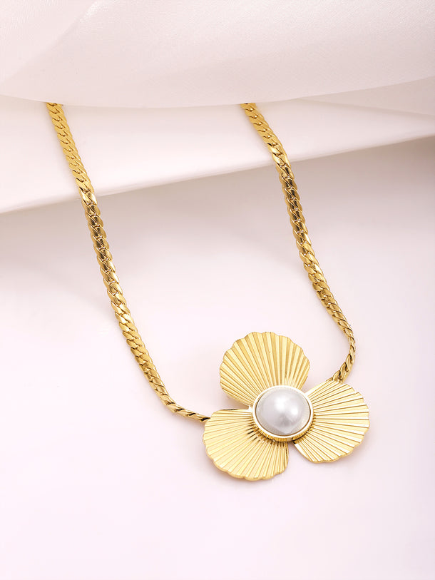Floral Diva Pearl Pendant Necklace Chain