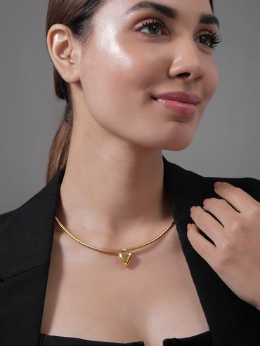 Gold Toned Heart Pendant Necklace