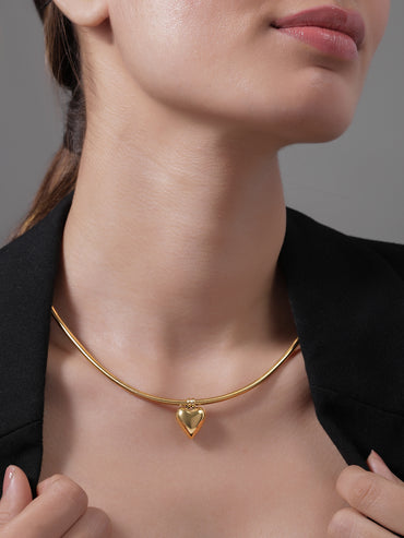 Gold Toned Heart Pendant Necklace
