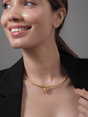 Gold Toned Heart Pendant Necklace