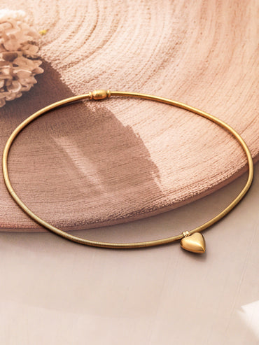 Gold Toned Heart Pendant Necklace