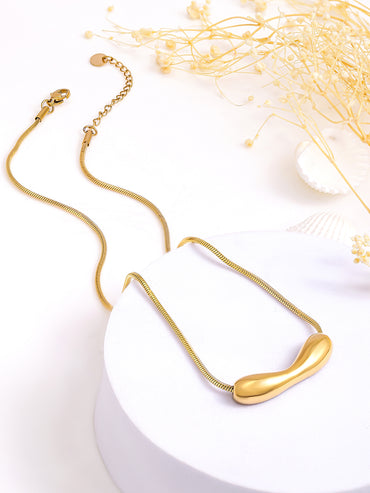 Abstract Organic Bar Gold Toned Necklace