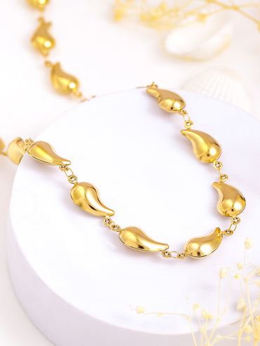 Teardrop Beaded Gold Toned Necklace