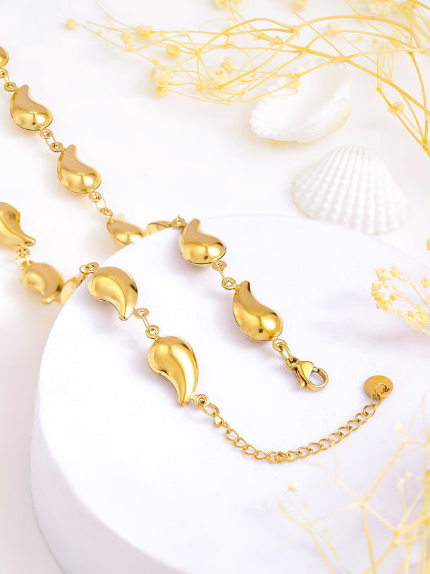 Teardrop Beaded Gold Toned Necklace