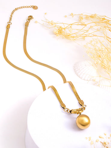 Rubans Voguish 18K Gold Plated Stainless Steel Tarnish-Free Waterproof Demi-Fine Ball Pendant Necklace