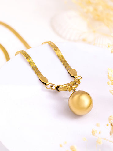 Rubans Voguish 18K Gold Plated Stainless Steel Tarnish-Free Waterproof Demi-Fine Ball Pendant Necklace