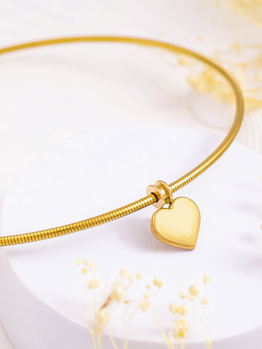 Gold Toned Heart Motif Collar Necklace