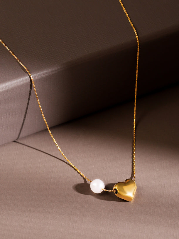 Tender Heart & Pearl Charm Necklace Chain