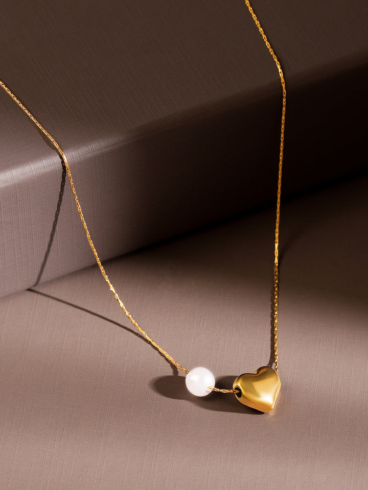 Tender Heart & Pearl Charm Necklace Chain
