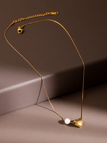 Tender Heart & Pearl Charm Necklace Chain