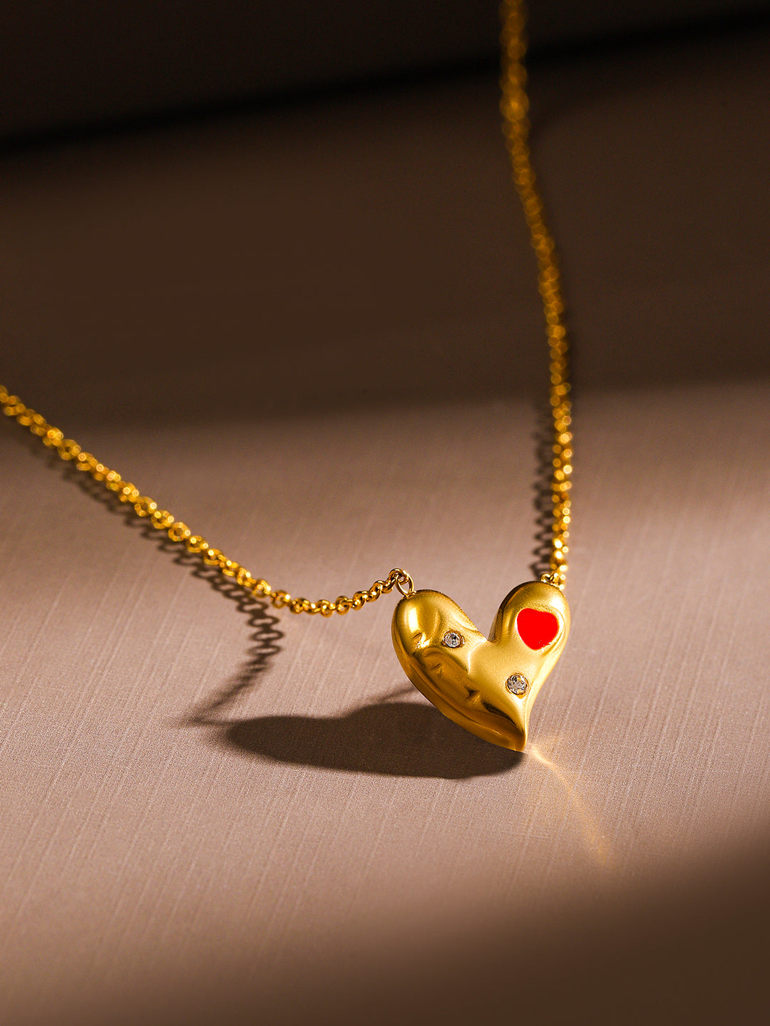 American Diamond Zirconia Cherished Heart Pendant Chain