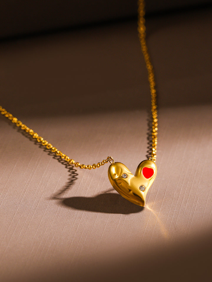 American Diamond Zirconia Cherished Heart Pendant Chain