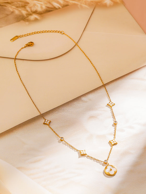 Gold Toned Floral Pendant