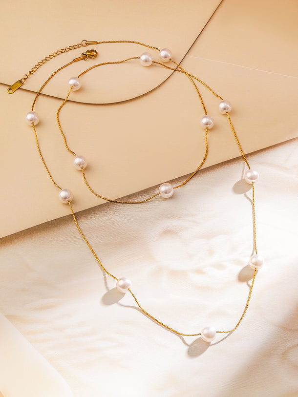 Pearl beaded Dual-Layered Necklace