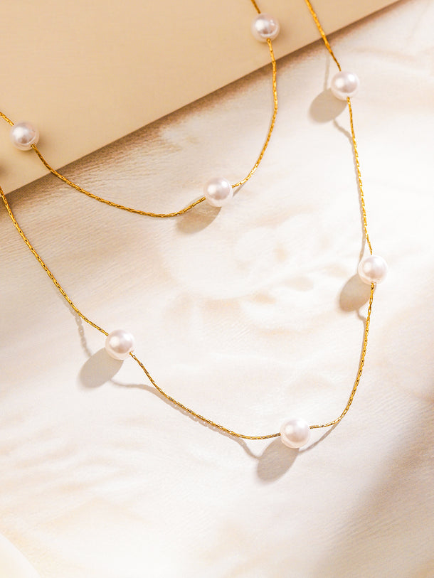 Pearl beaded Dual-Layered Necklace