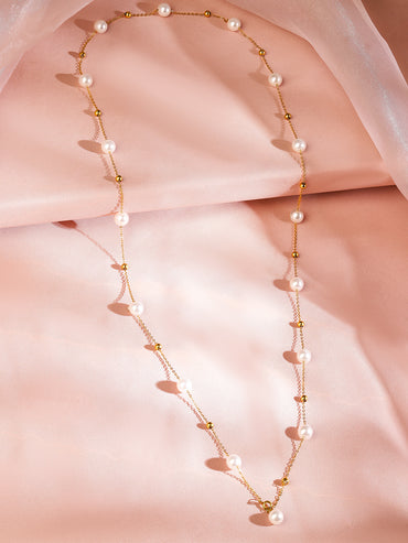 Pearl Beaded Layered Necklace