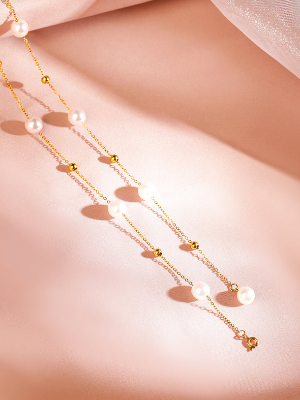 Pearl Beaded Layered Necklace