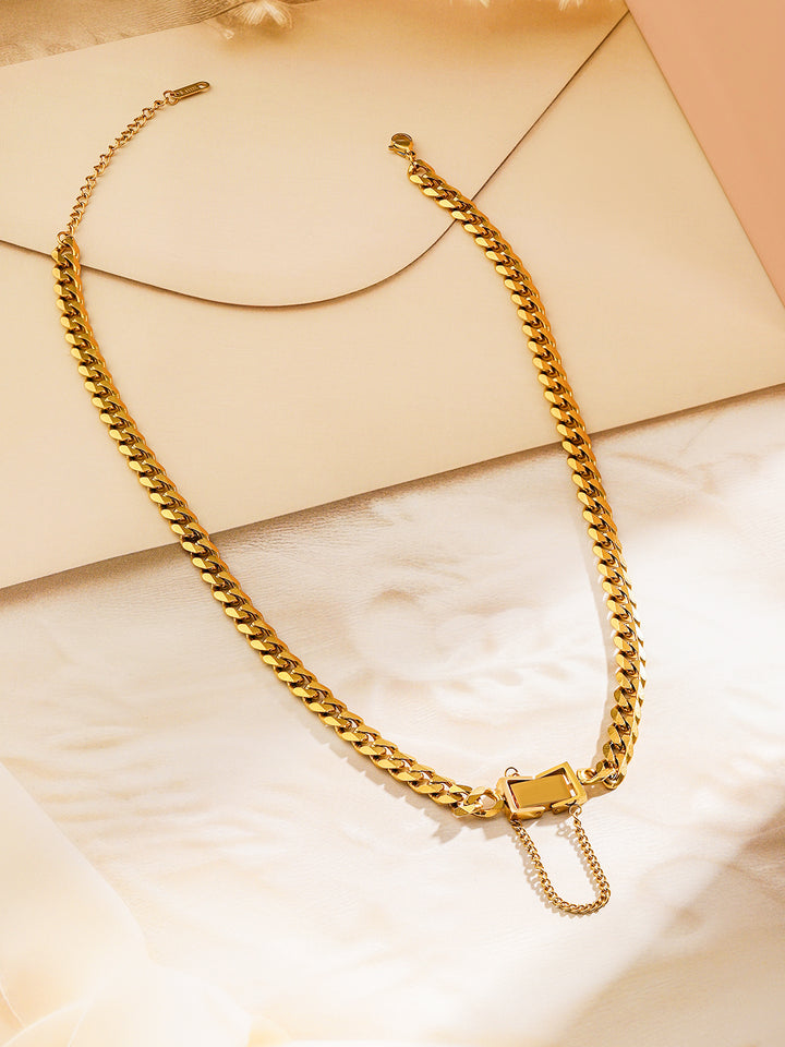 Sleek Cuban Gold Plated Necklace