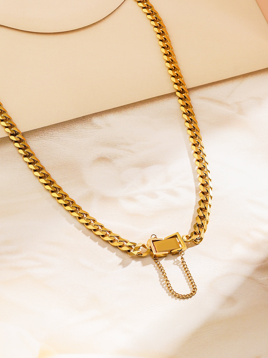 Sleek Cuban Gold Plated Necklace