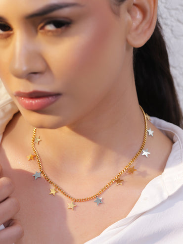 Star Beaded Gold Necklace