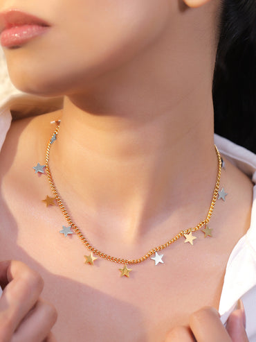 Star Beaded Gold Necklace
