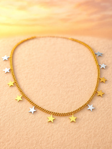 Star Beaded Gold Necklace