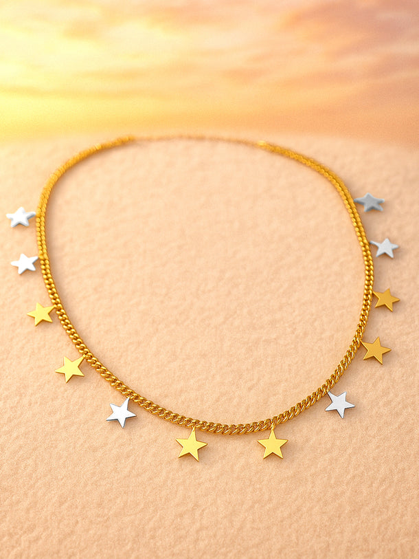 Star Beaded Gold Necklace