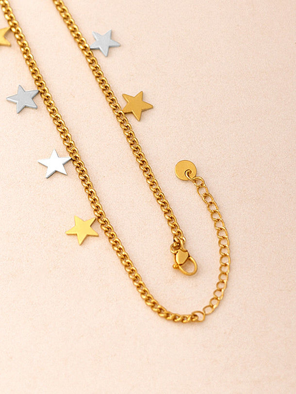Star Beaded Gold Necklace