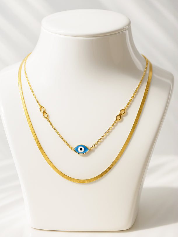 Evil Eye Guardian Charm Layred Necklace