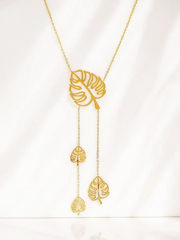 Golden Leaf Motif Necklace