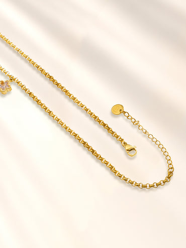 Gold Toned Necklace With Floral Moon Charms
