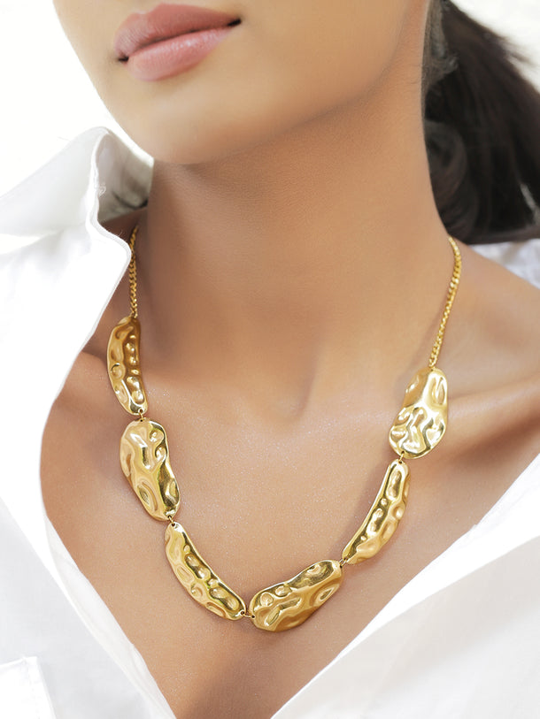 Rubans Voguish 18K Gold-Plated Stainless Steel Tarnish-Free Waterproof Statement Necklace