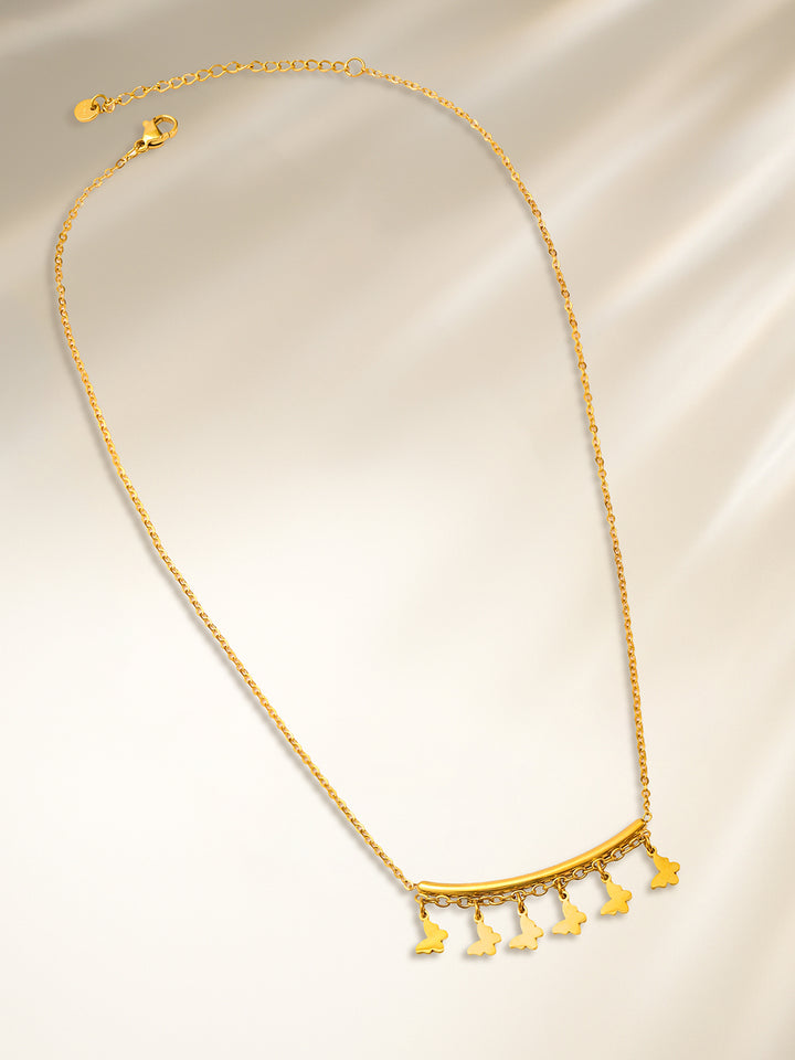 Rubans Voguish 18K Gold-Plated Stainless Steel Tarnish-Free Waterproof Butterfly Necklace