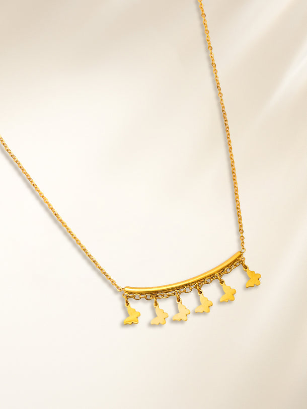 Gold Toned Butterfly Charm Necklace