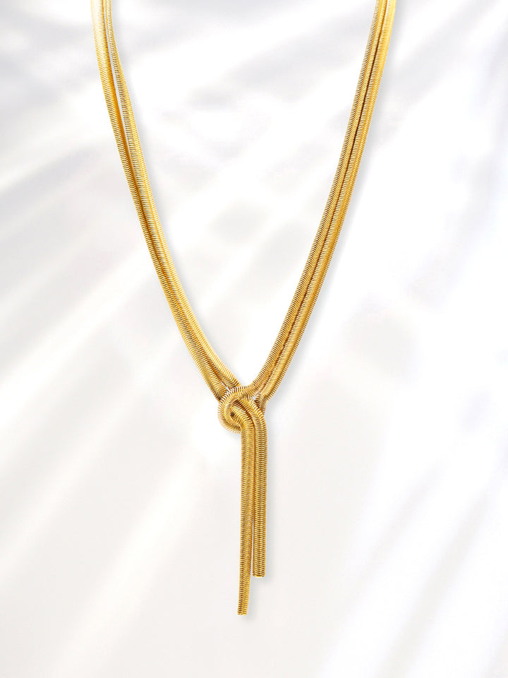 Rubans Voguish Dual-Plated Stainless Steel Tarnish-Free Waterproof Knot Tassel Necklace