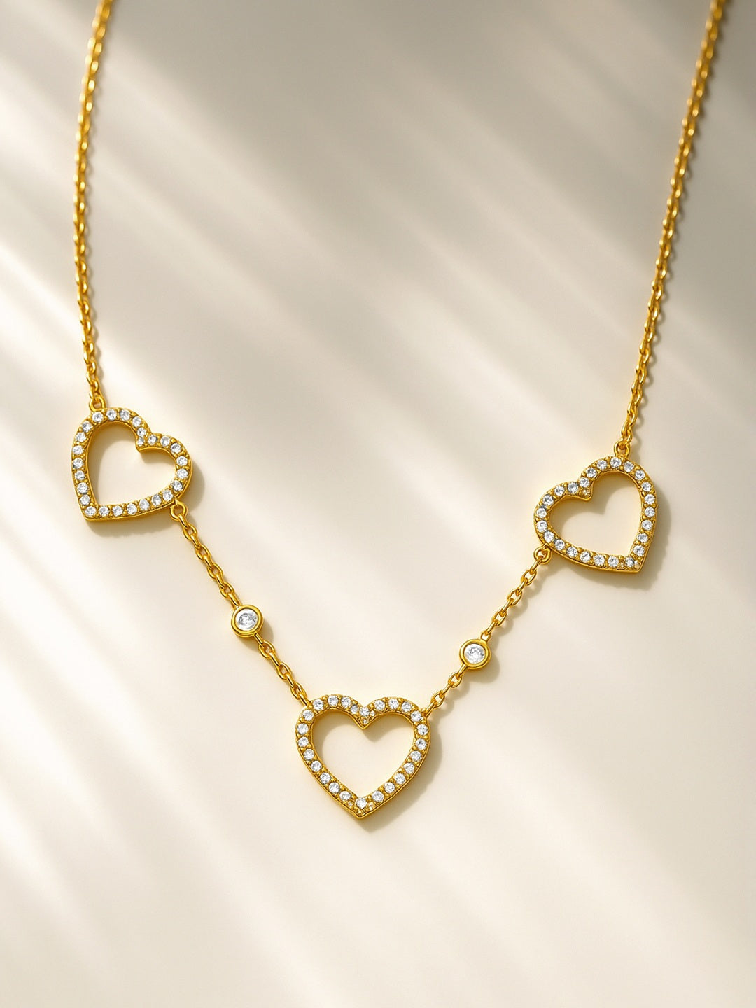 Rubans Voguish 18K Gold-Plated Stainless Steel Tarnish-Free Waterproof CZ Heart Necklace