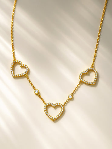 Rubans Voguish 18K Gold-Plated Stainless Steel Tarnish-Free Waterproof CZ Heart Necklace