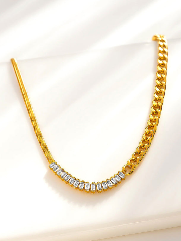 Rubans Voguish 18K Gold-Plated Stainless Steel Tarnish-Free Waterproof Statement Necklace