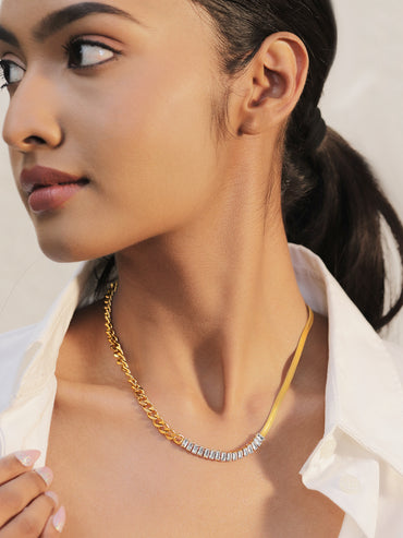 Rubans Voguish 18K Gold-Plated Stainless Steel Tarnish-Free Waterproof Statement Necklace