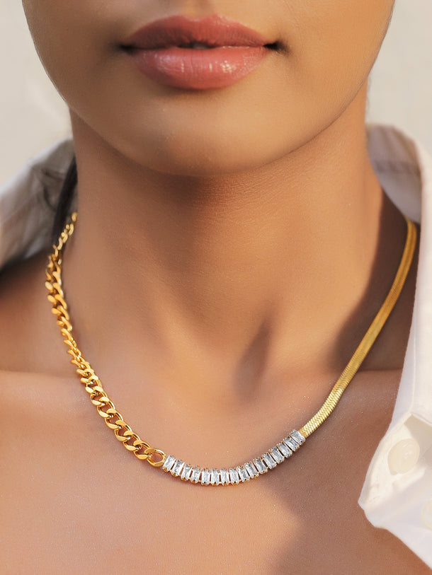 Rubans Voguish 18K Gold-Plated Stainless Steel Tarnish-Free Waterproof Statement Necklace