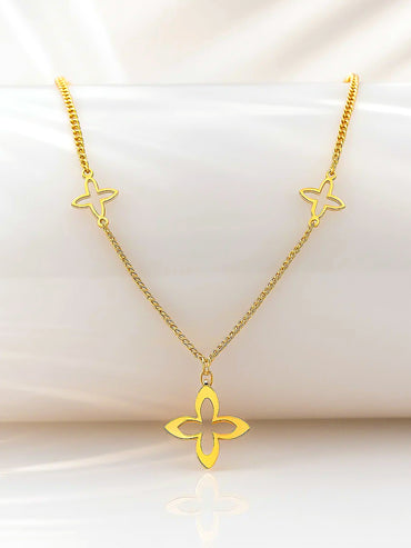 Floral Motif Gold Pendant Chain